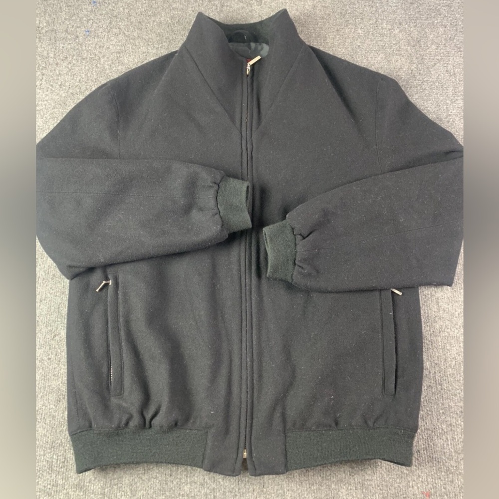 J. CREW Mens Full Zip Wool Blend Lined Bomber Jacket Size L Black